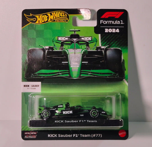 Model car in packaging with 'Hot Wheels' branding on a gray background