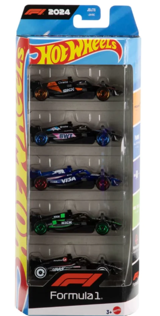 Hot Wheels Formula 1 car set packaging with six cars inside