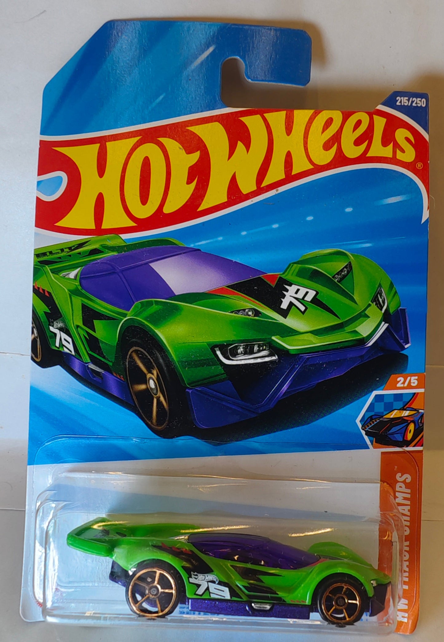 Hot Wheels Blitzspeeder green car in packaging on a white background Front Pack