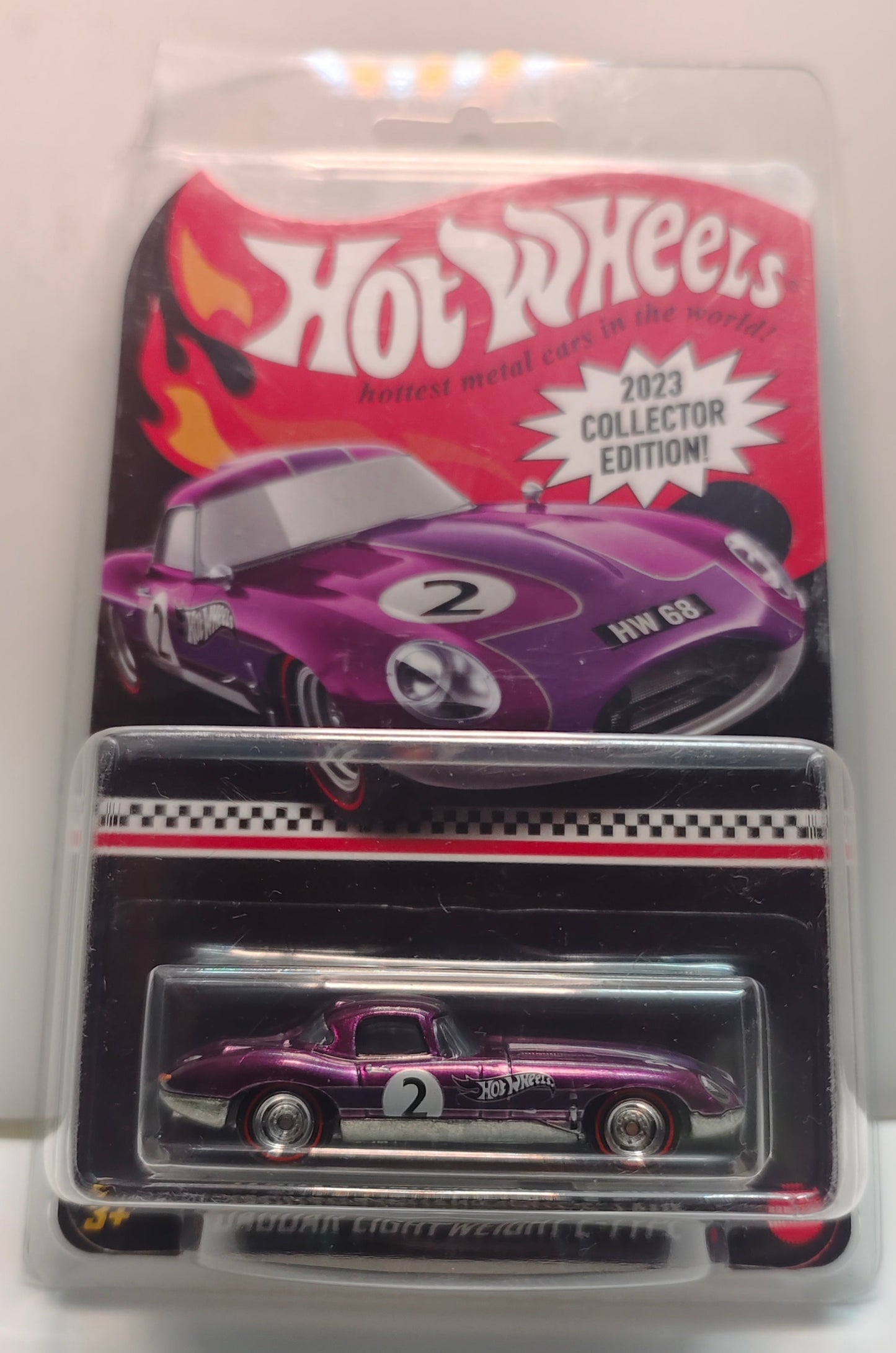Hot Wheels die-cast car in packaging on a white background