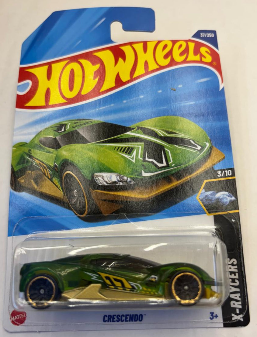 Hot Wheels – Crescendo 2016 X-Raycers Series | Green Transparent | TRAP5 Wheels Front Pack View