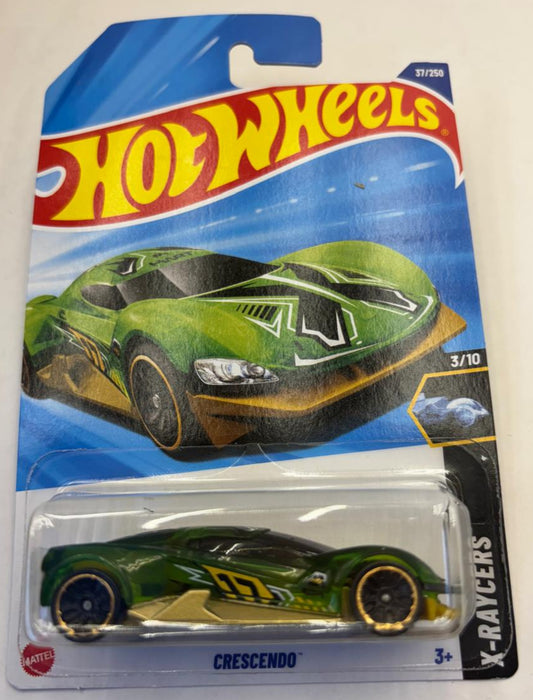 Hot Wheels – Crescendo 2016 X-Raycers Series | Green Transparent | TRAP5 Wheels Front Pack View
