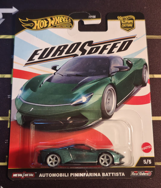 Hot Wheels Euro Speed Automobili Pininfarina Battista toy car in packaging