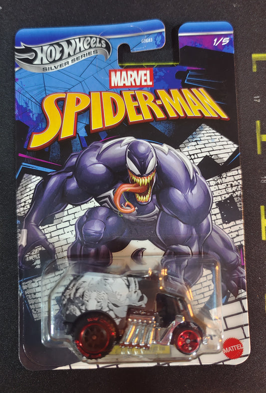 Hot Wheels Marvel Spider-Man Venom toy car in packaging