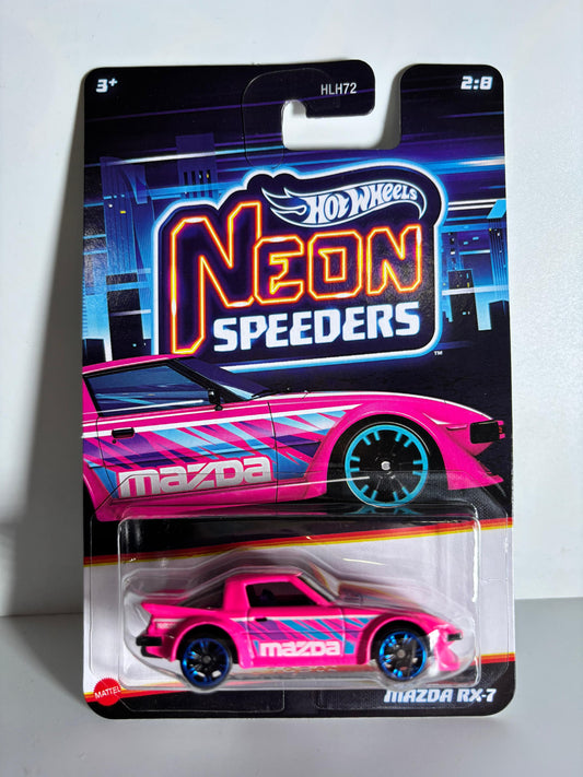 Hot Wheels Neon Series – Mazda RX-7  (1:64 Scale Diecast Collectible | Rotary JDM Legend in Neon)