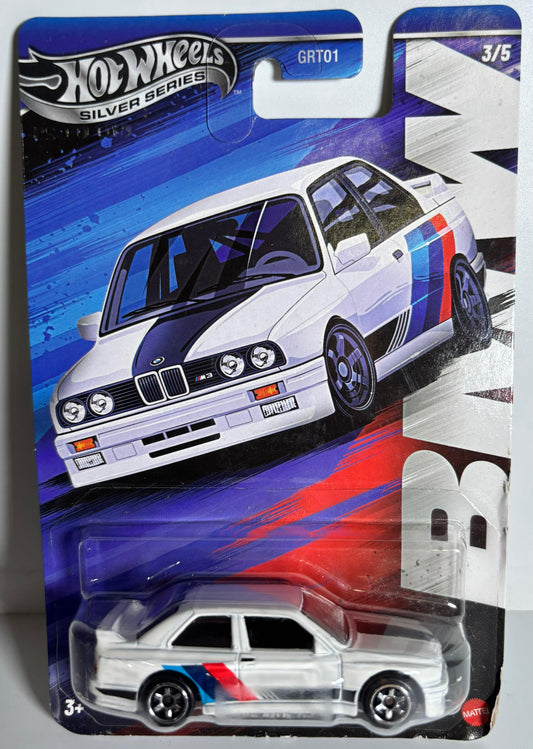 Hot Wheels BMW M3 car model in packaging on a white background