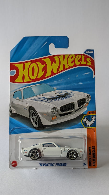 Hot Wheels '73 Pontiac Firebird toy car in packaging on a white background