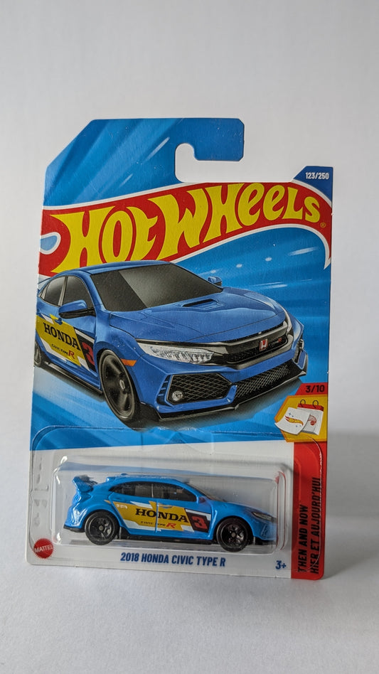 Hot Wheels 2018 Honda Civic Type R toy car in packaging on a gray background
