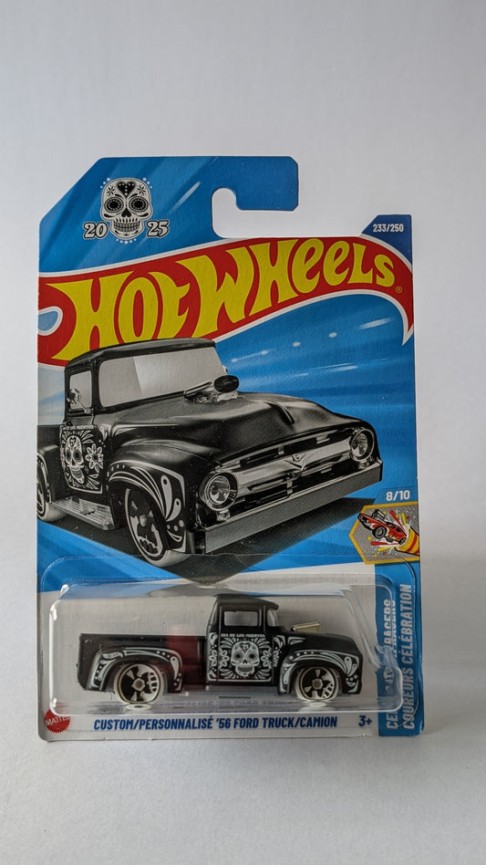 Hot Wheels toy truck packaging on a gray background